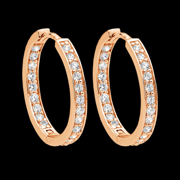 Rose gold online pave hoop earrings