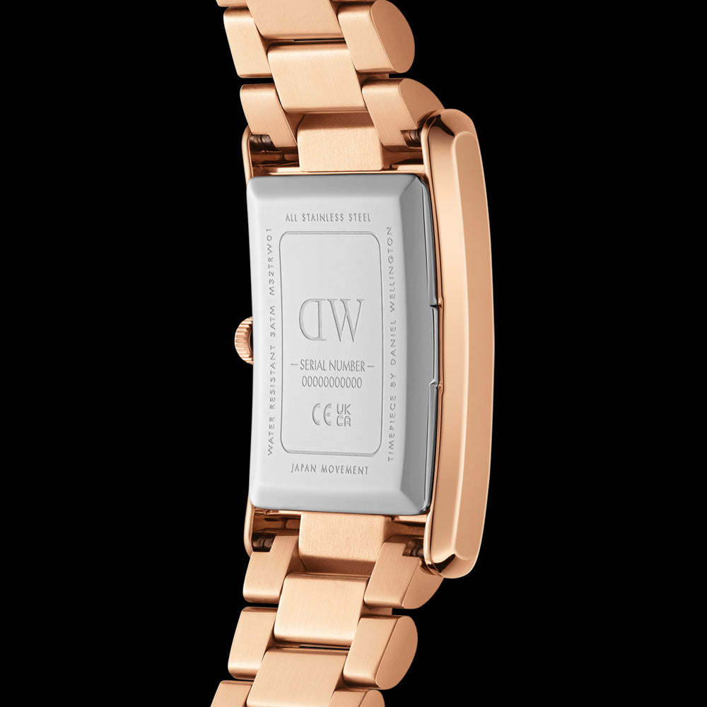 DANIEL WELLINGTON BOUND 3-LINK ROSE GOLD WHITE DIAL WATCH - BACK VIEW