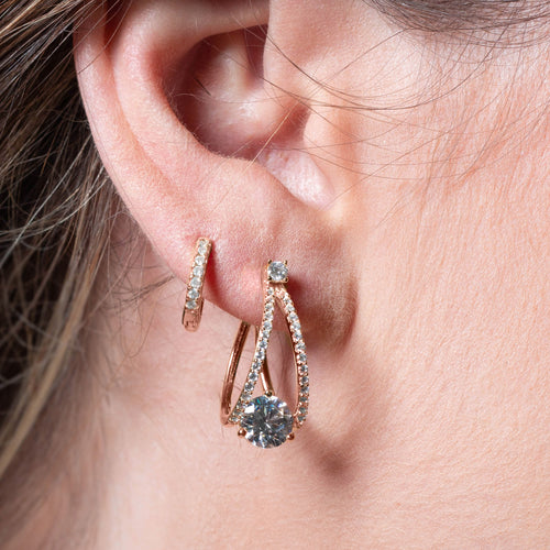 Woman Wearing Georgini Red Carpet Champagne Rose Gold Earrings