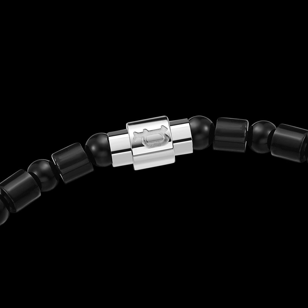 POLICE URBAN COLOUR BLACK ONYX BEAD MEN'S BRACELET - CLOSE-UP