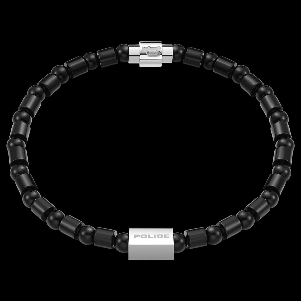 POLICE URBAN COLOUR BLACK ONYX BEAD MEN'S BRACELET