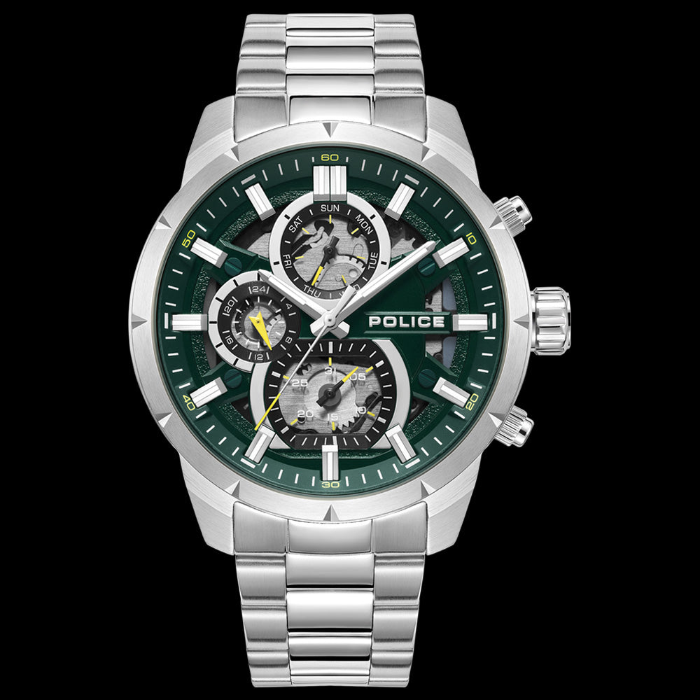 POLICE NEIST SILVER GREEN DIAL MEN'S WATCH