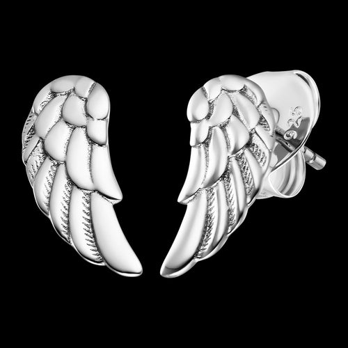 ENGELSRUFER SILVER ANGEL FEATHER WING STUD EARRINGS