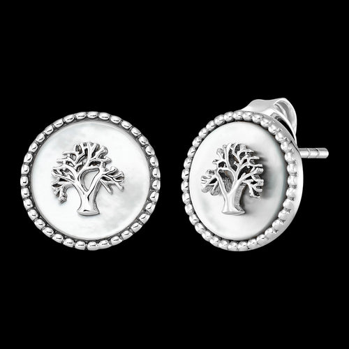 ENGELSRUFER SILVER TREE OF LIFE MOTHER OF PEARL EARRINGS
