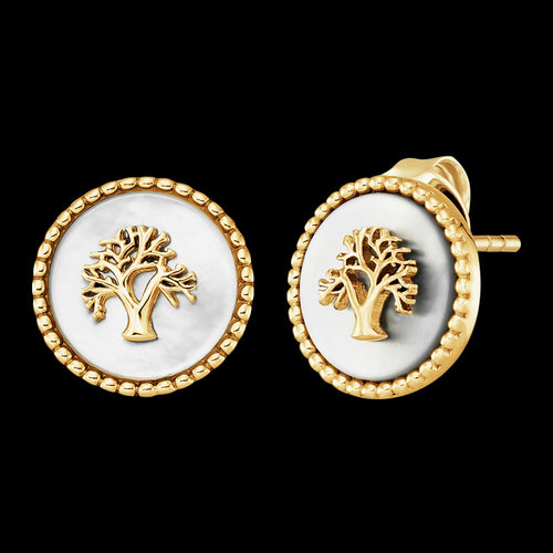 ENGELSRUFER GOLD TREE OF LIFE MOTHER OF PEARL EARRINGS