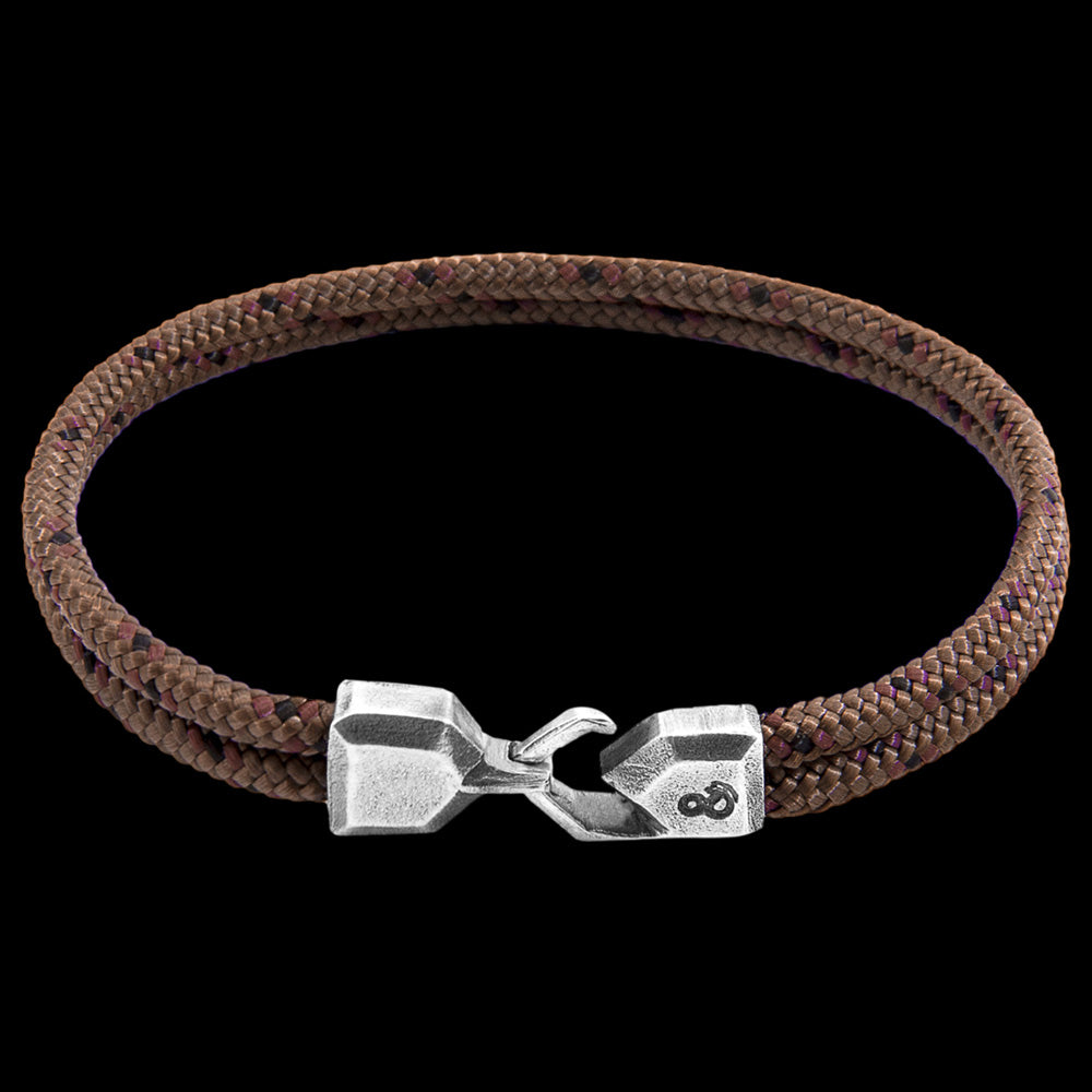 ANCHOR & CREW CROMER SILVER BROWN ROPE BRACELET