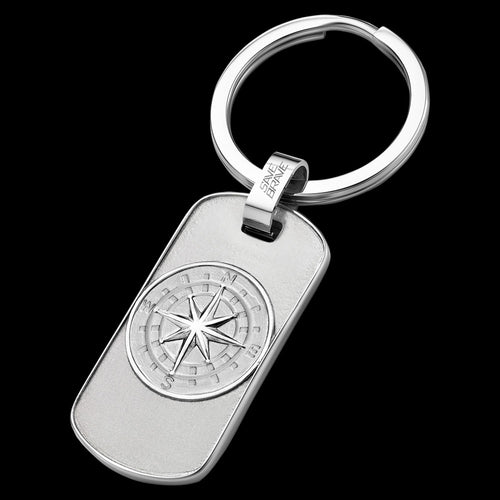 SAVE BRAVE NORTH STAR COMPASS DOG TAG MEN'S STEEL KEY RING