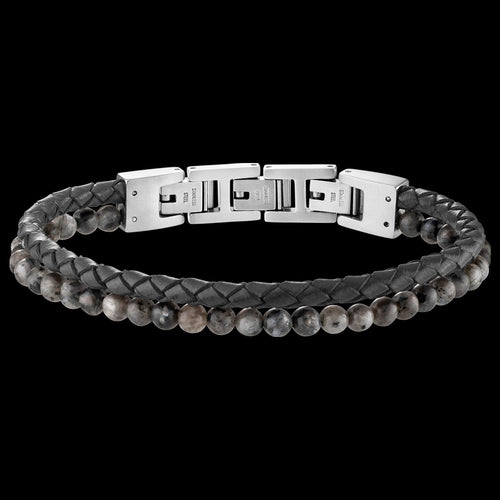 Grey Leather & Agate Bead Men's Bracelet | Save Brave Australia