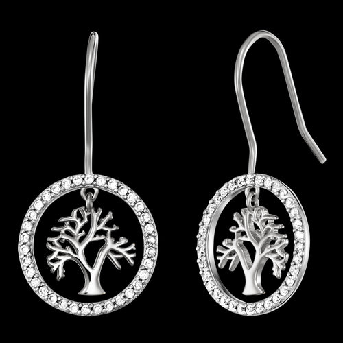 Tree Of Life Sterling Silver CZ Halo Earrings | Engelsrufer Australia