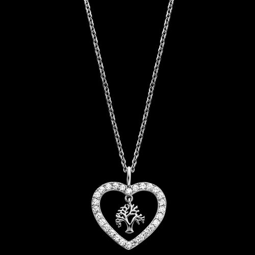 Tree Of Life Sterling Silver Heart CZ Halo Necklace | Engelsrufer Australia