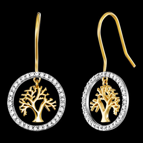 Tree Of Life Silver & Gold CZ Halo Earrings | Engelsrufer Australia