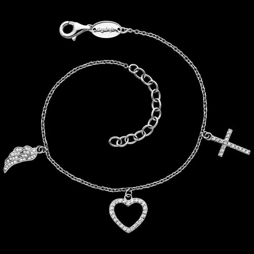 Faith Love & Hope Silver Wing Heart Cross Necklace | Engelsrufer Australia