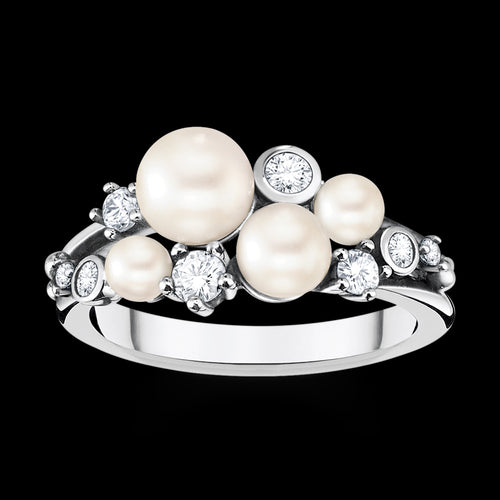 THOMAS SABO PEARL CLUSTER SILVER RING