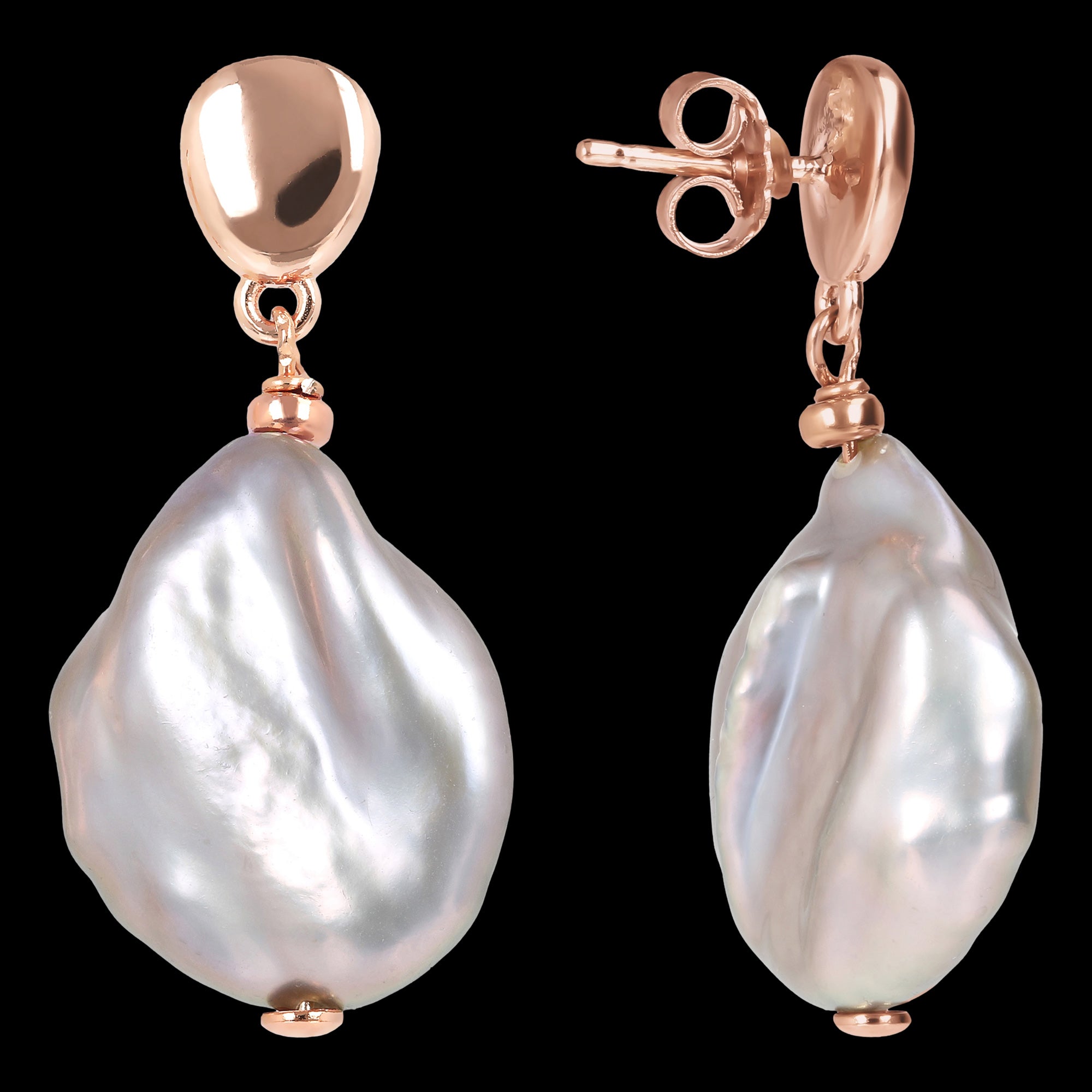 Side View Bronzallure Maxima Ming Grey Pearl Earrings | Australia