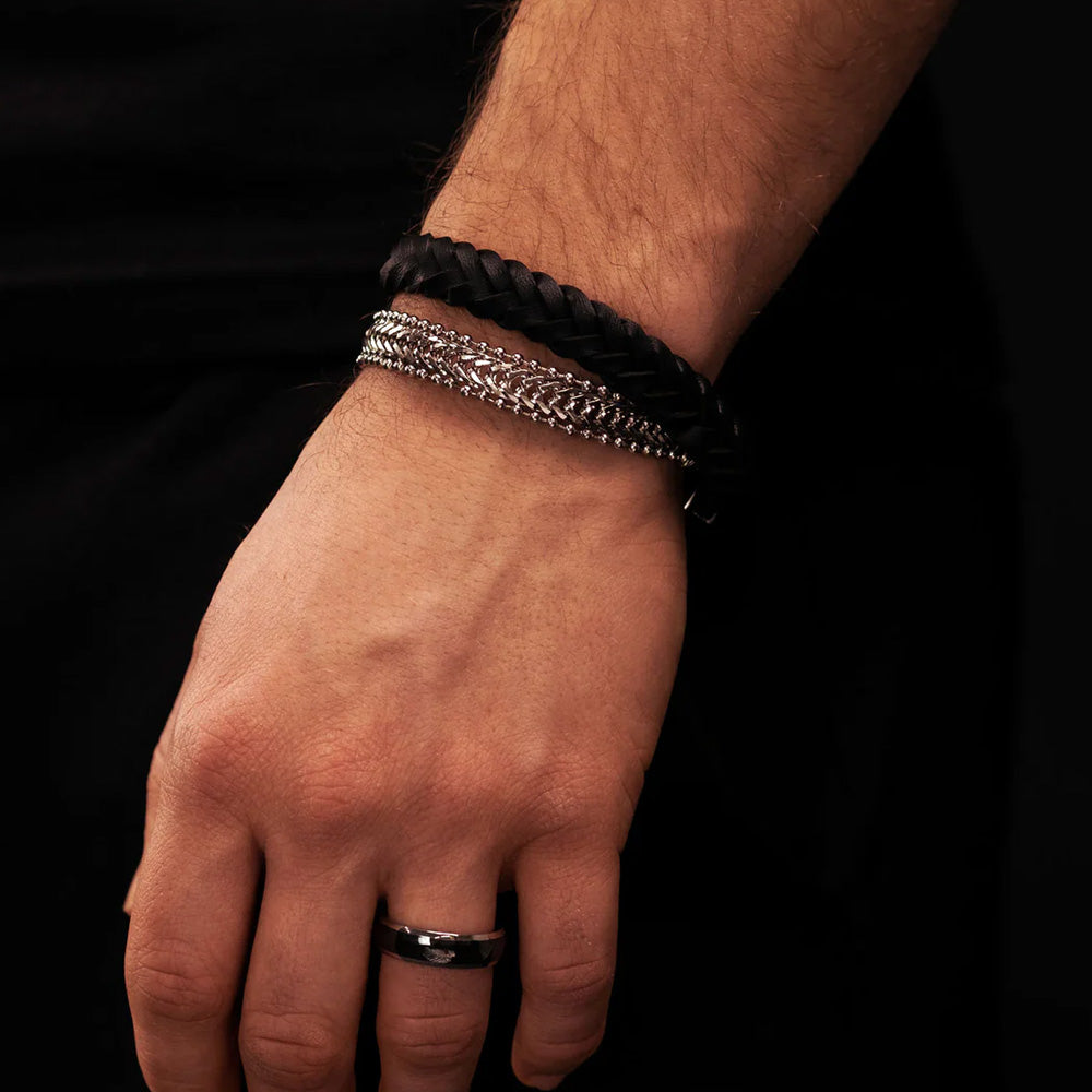 Leather & Steel Men's Wraparound Bracelet | Save Brave Australia