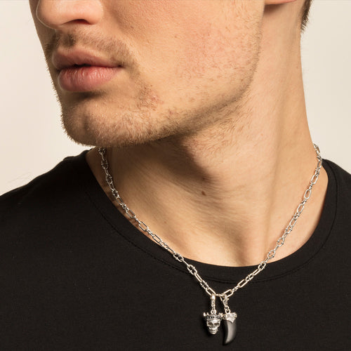 THOMAS SABO SKULL KING CHARM PENDANT - MALE MODEL VIEW