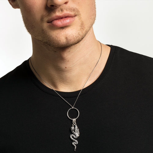 THOMAS SABO FEATHER CHARM PENDANT - MALE MODEL VIEW