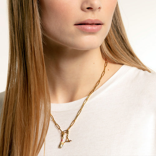 THOMAS SABO GOLD COCKTAIL CHARM PENDANT - MODEL VIEW