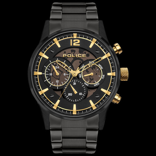 POLICE DRIVER MEN'S BLACK GOLD DIAL WATCH | AUSTRALIA