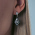 GEORGINI REFLECTION ART DECO SILVER & BLACK EARRINGS - MODEL CLOSE-UP