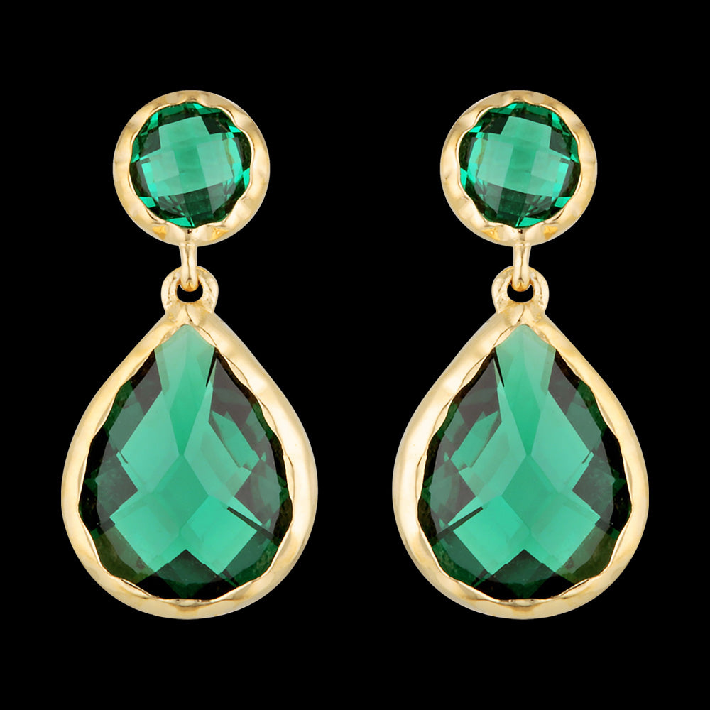 GEORGINI LUXE NOBILE EMERALD GREEN GOLD EARRINGS