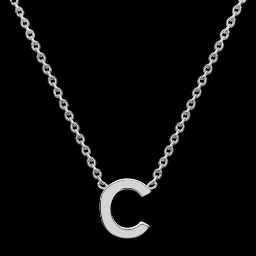 LETTER C INITIAL NECKLACE 9 CARAT WHITE GOLD | AUSTRALIA