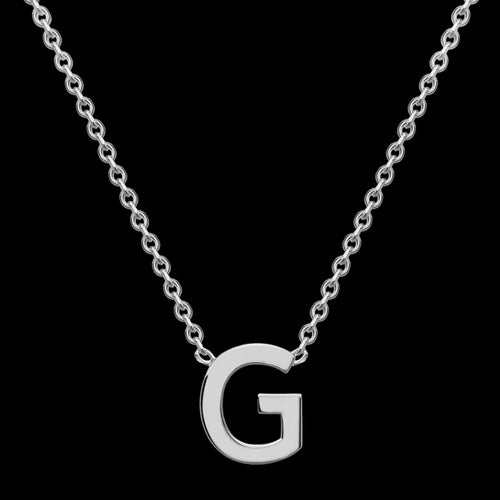 LETTER G INITIAL NECKLACE 9 CARAT WHITE GOLD | AUSTRALIA