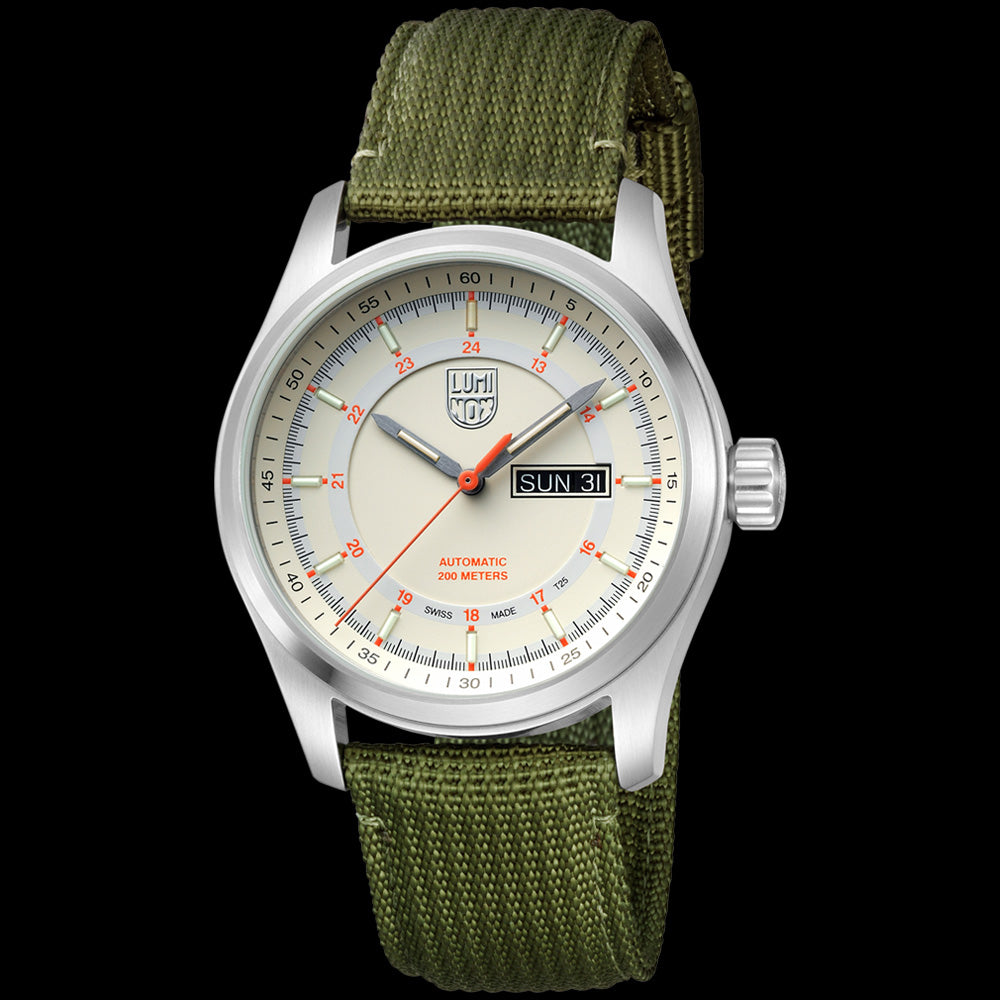 LUMINOX ATACAMA FIELD AUTOMATIC KHAKI WATCH 1907.NF - TILT VIEW