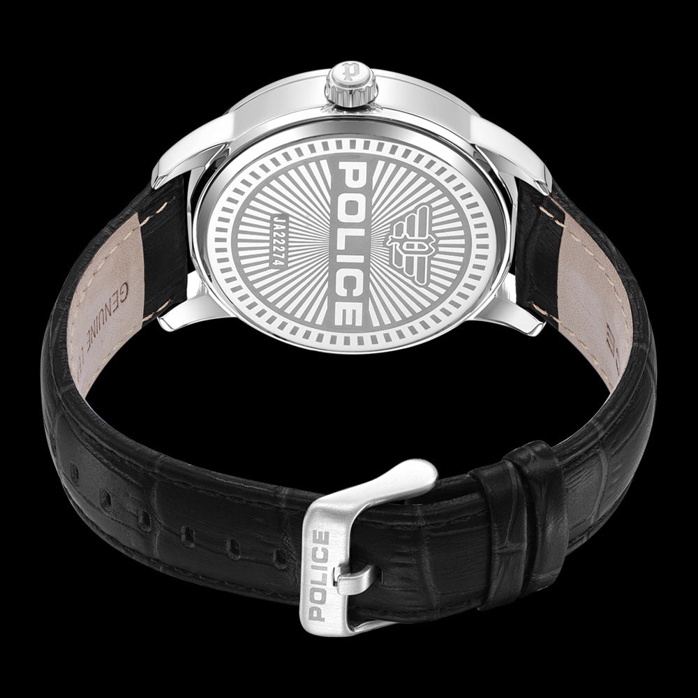 POLICE RAHO MEN'S BLACK DIAL WATCH - BACK VIEW