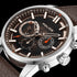 POLICE GREENLANE MEN'S BROWN LEATHER WATCH - DIAL CLOSE-UP