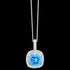 ELLANI STERLING SILVER CUSHION HALO SWISS BLUE CZ NECKLACE