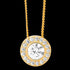 ELLANI STERLING SILVER GOLD HALO PAVED CZ BEZEL NECKLACE