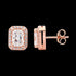 ELLANI STERLING SILVER ROSE GOLD OBLONG EMERALD CUT CZ PAVE EARRINGS