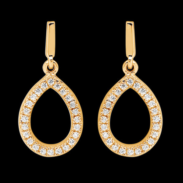 ELLANI STERLING SILVER GOLD PAVE CZ TEARDROP EARRINGS