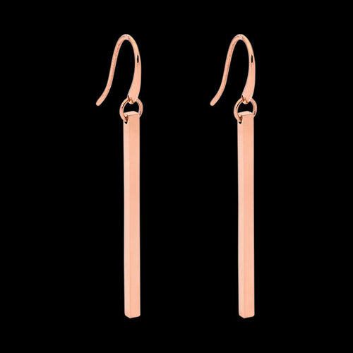 ELLANI STAINLESS STEEL ROSE GOLD BAR DROP EARRINGS