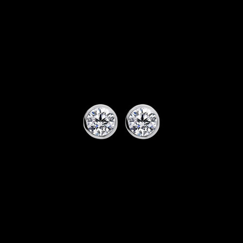 ELLANI STERLING SILVER 5MM CZ BEZEL STUD EARRINGS