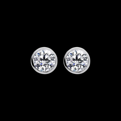 ELLANI STERLING SILVER 6MM CZ BEZEL STUD EARRINGS