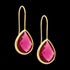 ELLANI STAINLESS STEEL GOLD IP PINK GLASS PEAR HOOK EARRINGS