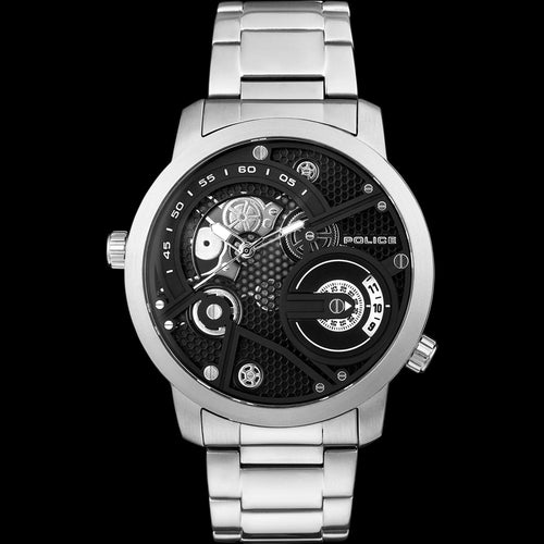 POLICE KINGSBRIDGE BLACK HONEYCOMB DIAL SILVER MEN'S WATCH | AUSTRALIA