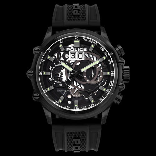 POLICE MEN'S LUANG BLACK SILICONE WATCH