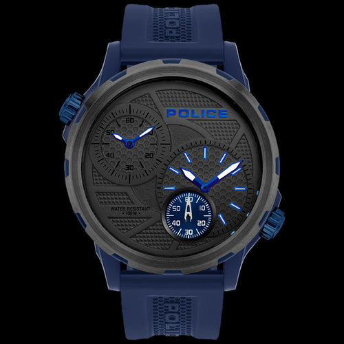 POLICE QUITO MEN'S BLACK DIAL BLUE SILICONE WATCH | AUSTRALIA