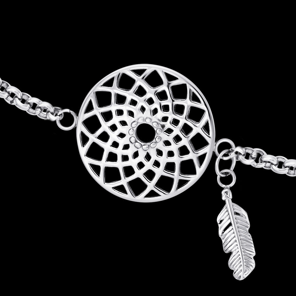 ENGELSRUFER STEEL DREAMCATCHER ANKLET - CLOSE-UP