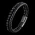 MAXIMAN INFERNO LAVA STONE MEN'S BLACK LEATHER BRACELET