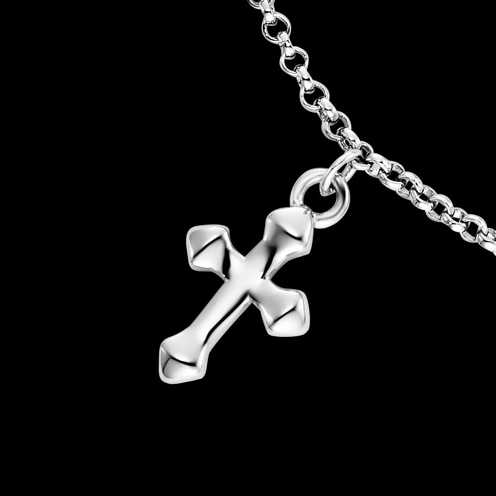 ENGELSRUFER SILVER FAITH, LOVE & HOPE BRACELET - CROSS CHARM CLOSE-UP