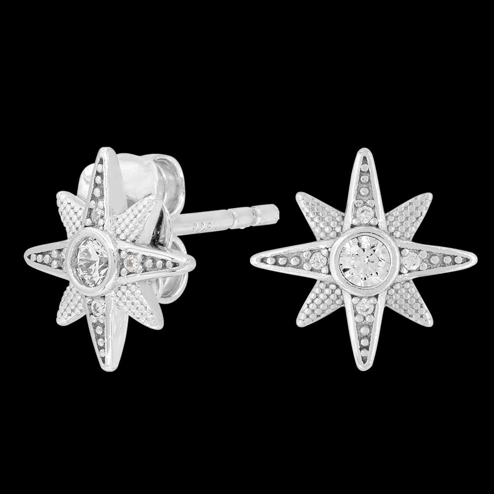 ENGELSRUFER SILVER NEW STAR CZ STUD EARRINGS