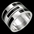 STAINLESS STEEL MEN’S ULTRA WIDE BLACK PANEL RING