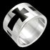 STAINLESS STEEL MEN’S BLACK CROSS ULTRA WIDE RING