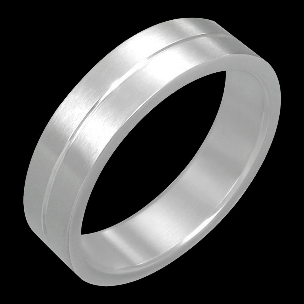 STAINLESS STEEL MEN’S CHANNEL MATT FINISH RING