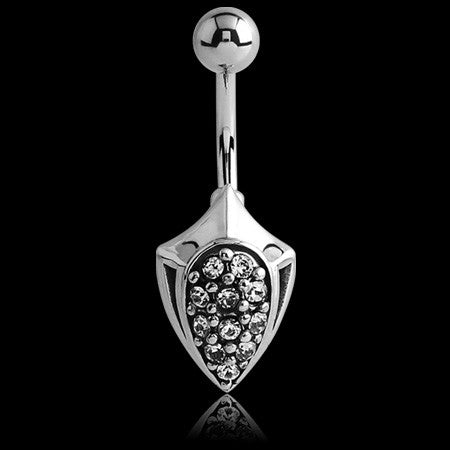 KOOLKATANA STAINLESS STEEL BEVELLED SHIELD GEM BELLY BAR