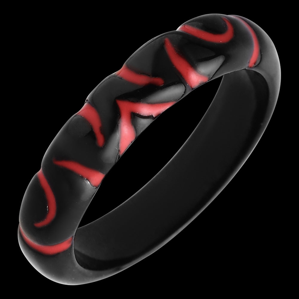 STAINLESS STEEL MEN'S LAVA BLACK THIN BAND RING